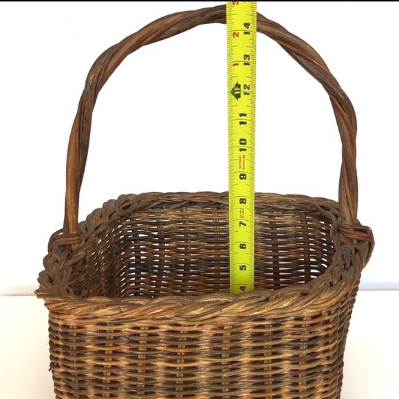 Wicker Rattan Rimmed Square Shopping Basket - Picture 4 of 8